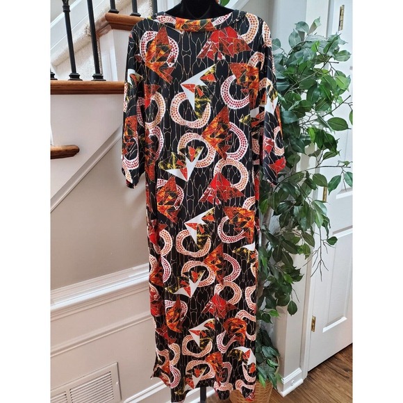 Mackenzie & James Women Multicolor V-Neck Half Sleeve Long Maxi Dress Size 2X - Picture 7 of 12